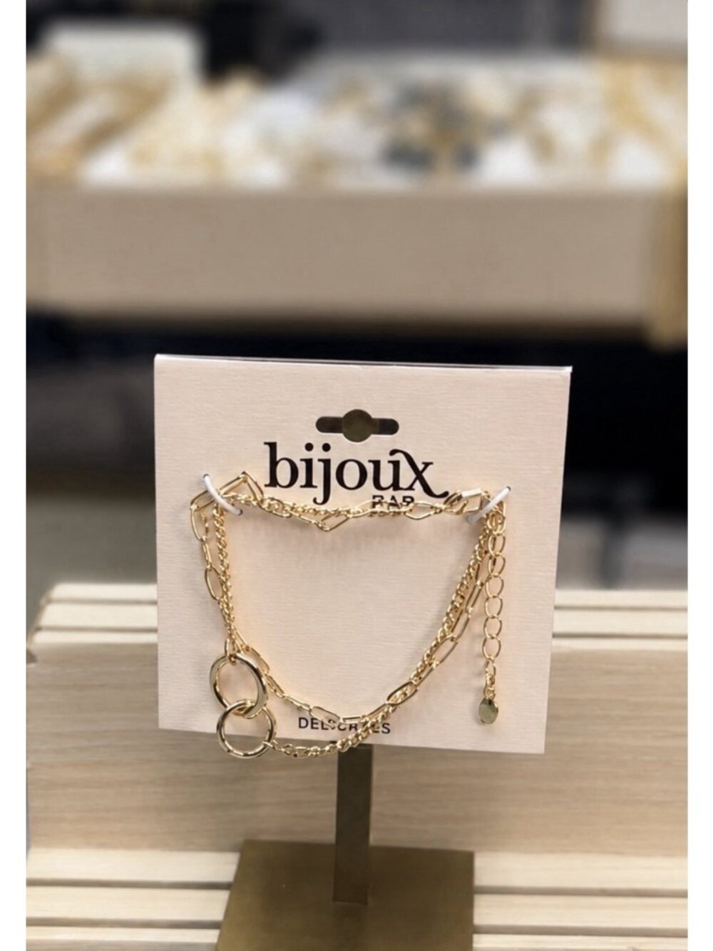Bijoux Bar Delicates Goldtone O Charm Adjustable Slide Chain Link Bracelet - NWT